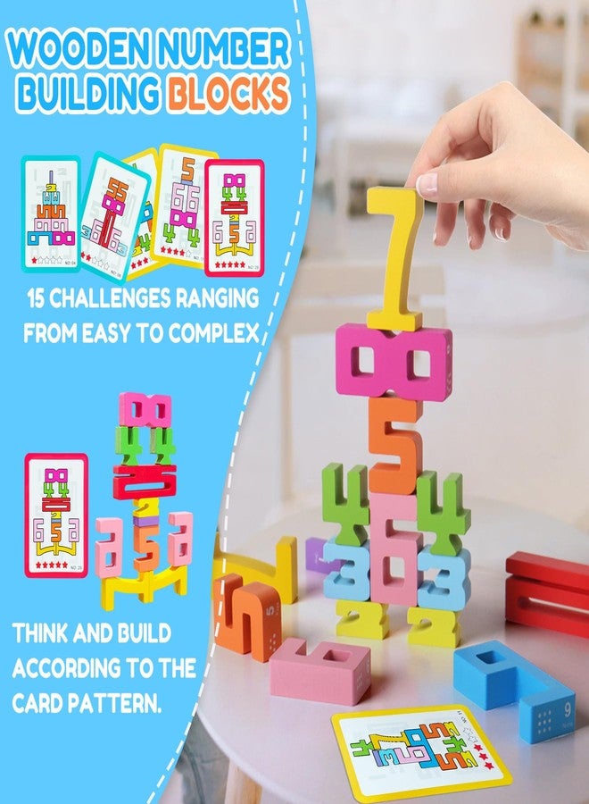 XPQKDC Wooden Number Building Blocks - 20Pcs Stacking for 3+ Years Old Kids, Digital Building Blocks, 1-10 Digital Blocks Toys, Balance Competition Toy, Educational Gift for Boys and Girls - Image 4